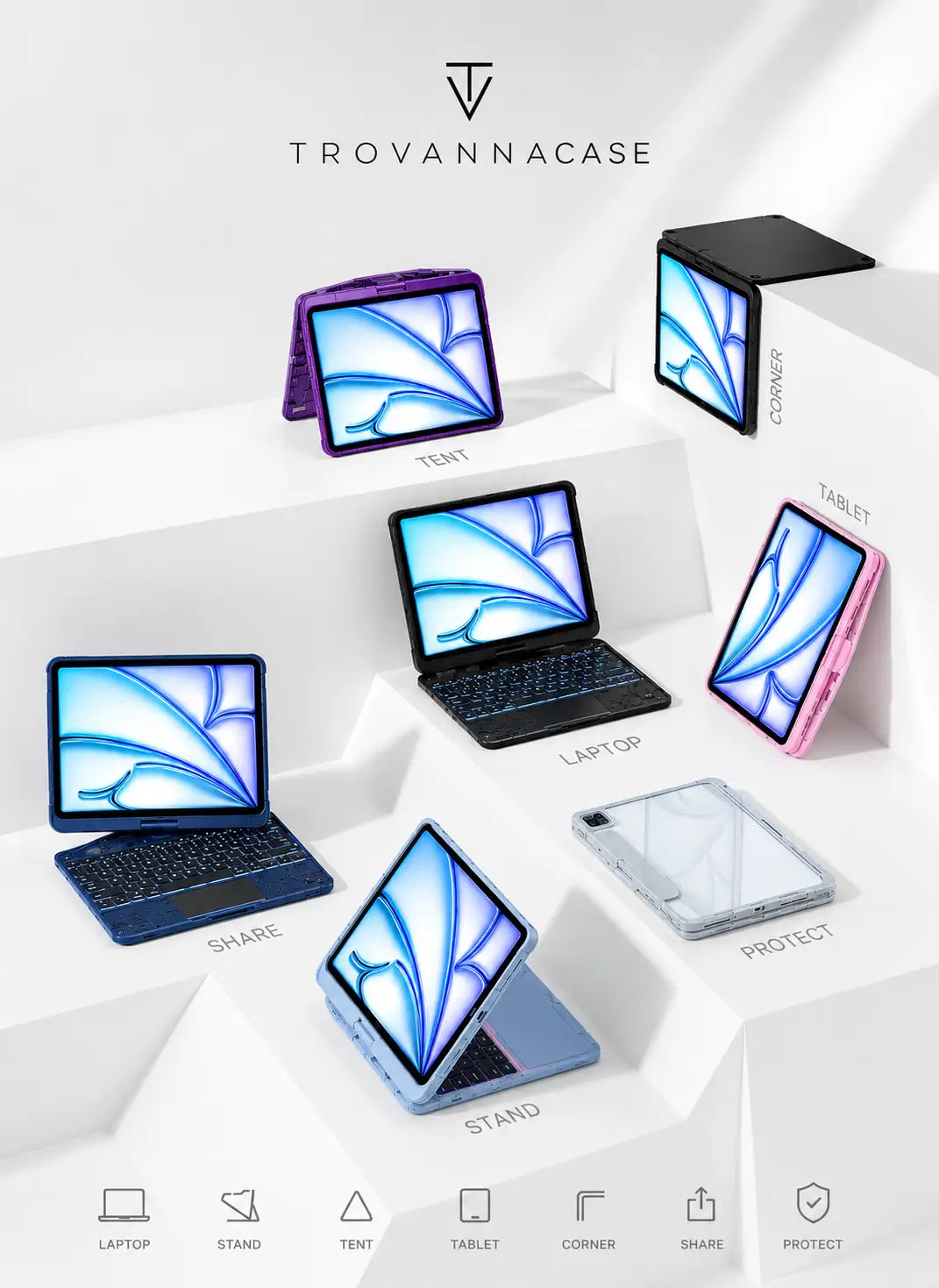 iPad Keyboard Case — 360° Rotating | Bluetooth