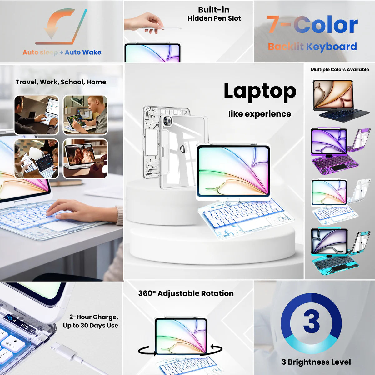 iPad Keyboard Case — 360° Rotating | Bluetooth